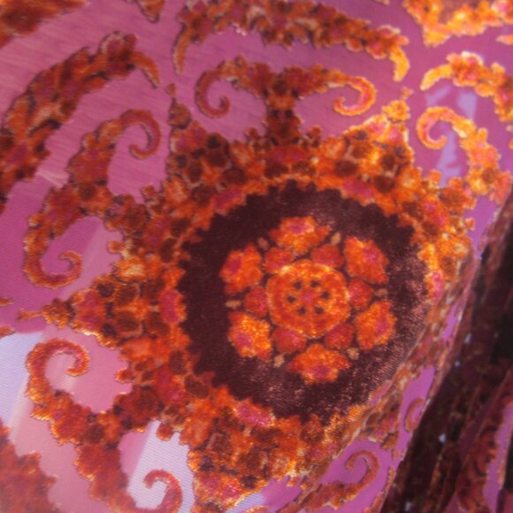 Anthropologie Women Large Red Pink Velvet Faux Wrap Full Sleeve Gathered Shirt - Picture 5 of 13